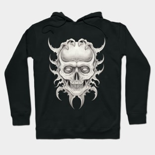 Skull tattoo surreal art hand drawing. Hoodie